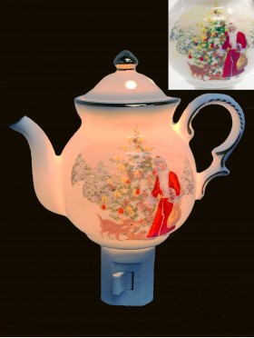 Porcelain Christmas Teapot Night Light With Gift Box